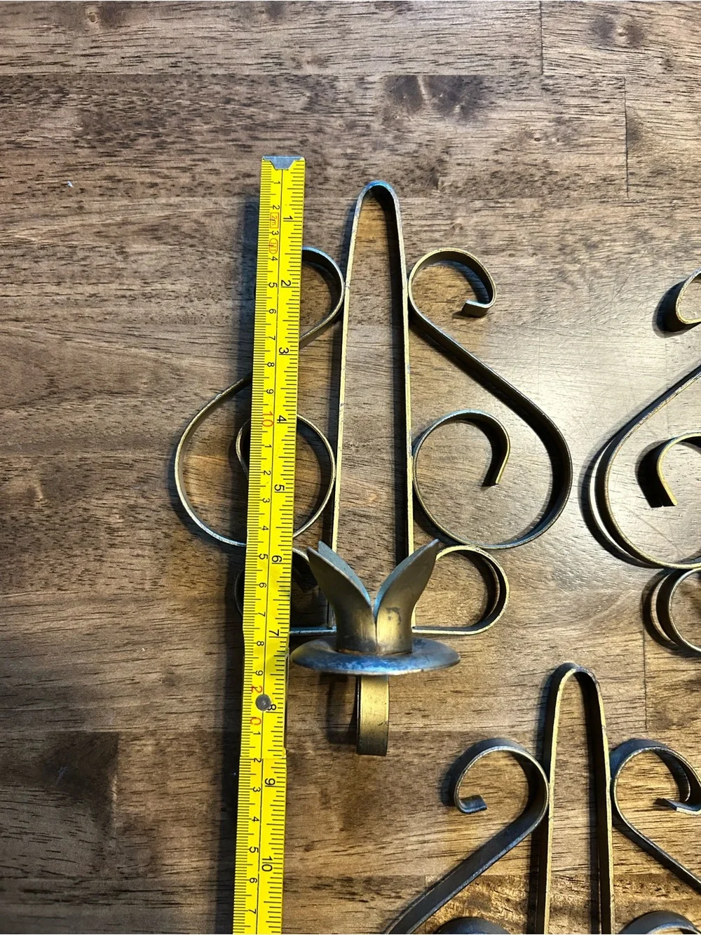 Vintage Mid-Century Bronze Toned Candle Wall Sconces - Set of 3